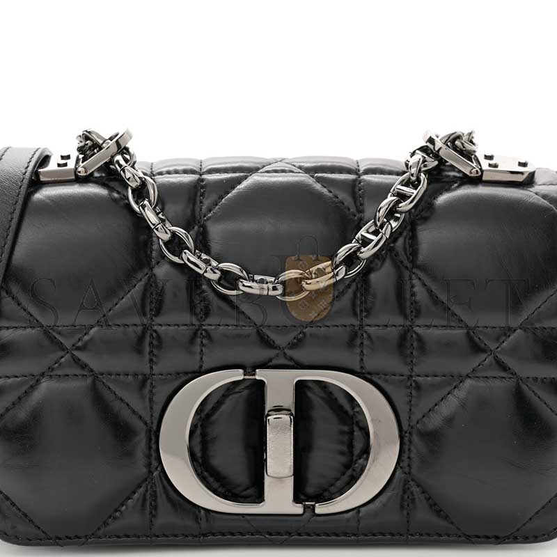 D*or calfskin macrocannage small caro bag black (20*12*7cm)
